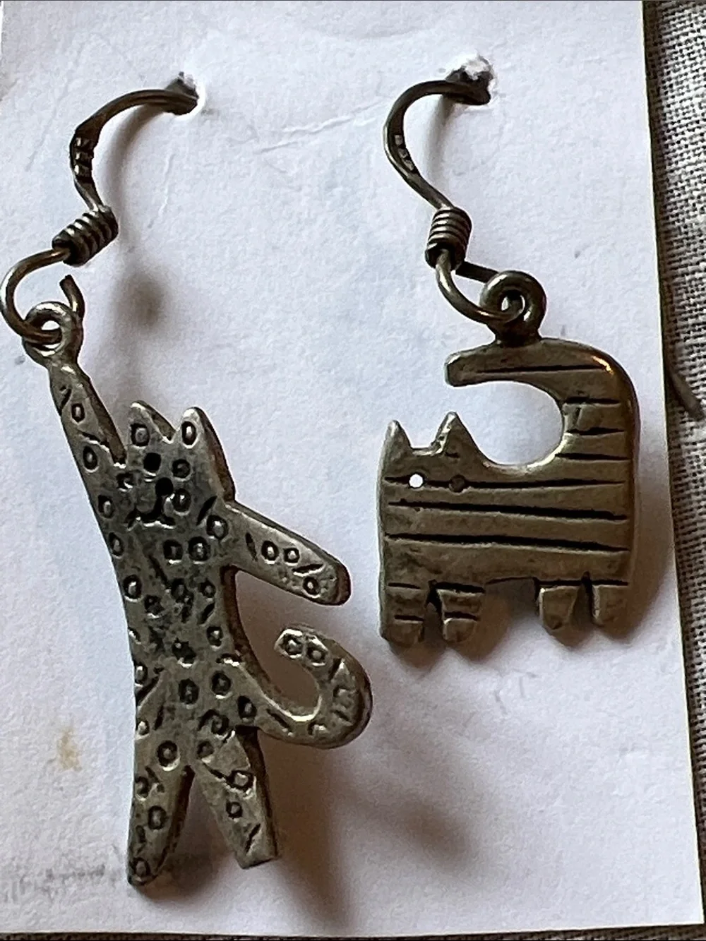 Vintage Sterling Silver 925 REO Cat dangle earrings